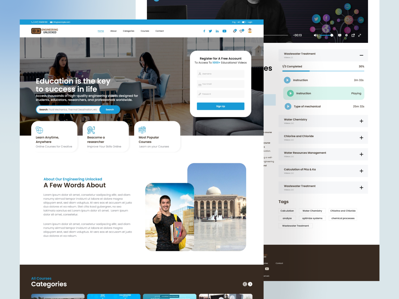 Engineering Unlocked — Engineering Education Website UI project preview